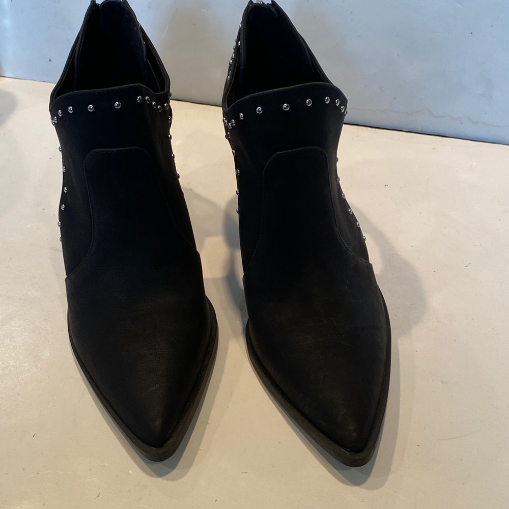 MIX NO. 6 Black Faux Leather Studded Ankle Booties - Picture 2 of 8
